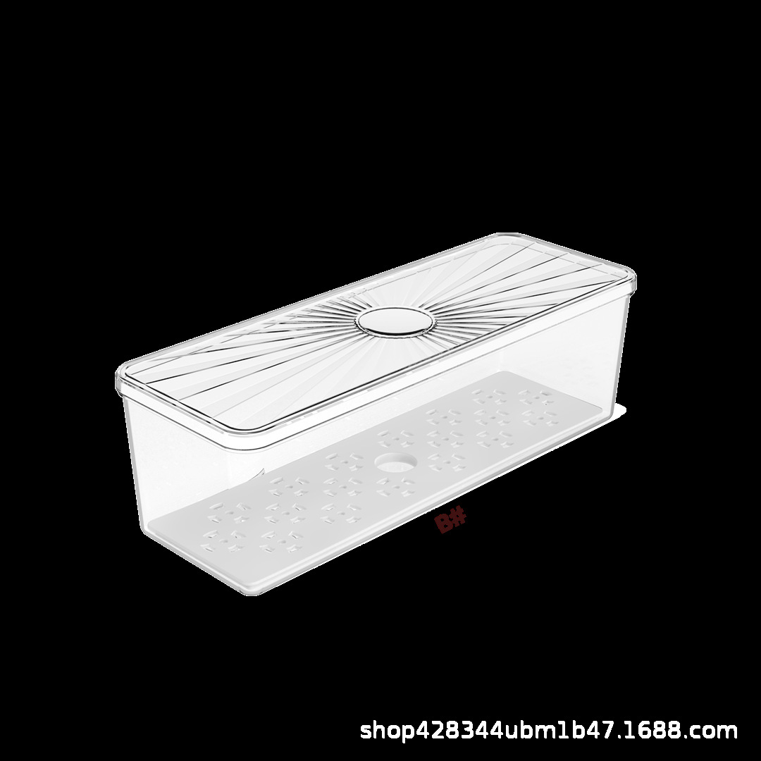Transfronterizo Amazon caja de almacenamiento de conservación fresca transparente tipo cajón con tapa de plástico rectángulo refrigerador doméstico acabado de frutas y verduras