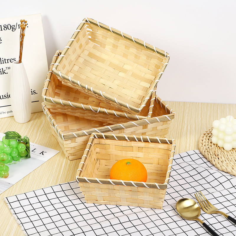 Cestas de bambú trenzadas, cestas de bambú huevos, bandejas hechas a mano, productos de bambú, pan al vapor, cestas comerciales de pan doméstico