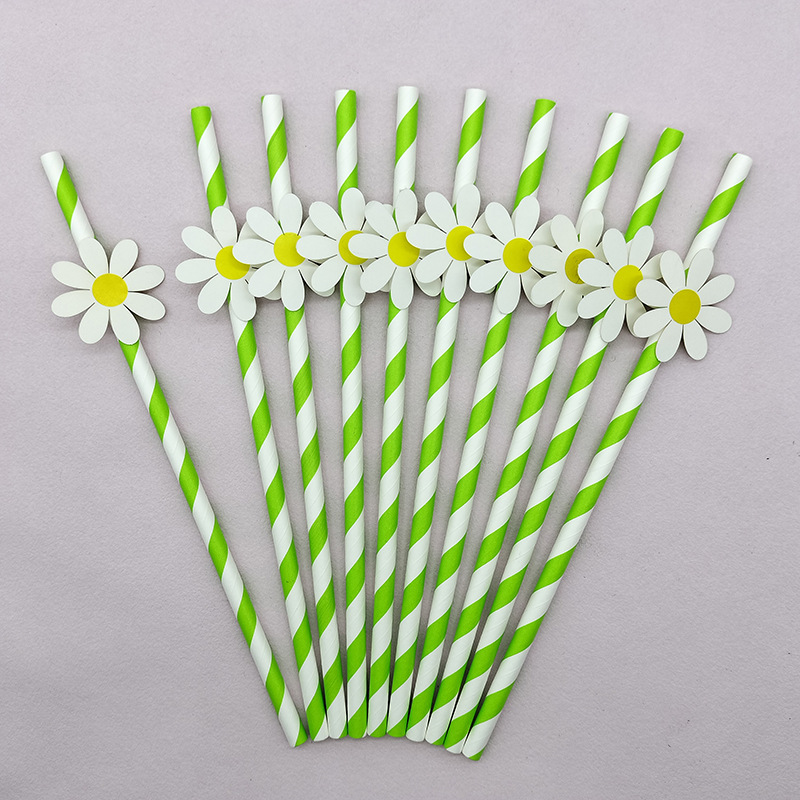 Flores de paja decoración fiesta papel paja margarita desechable postre pastel bar bebida paja