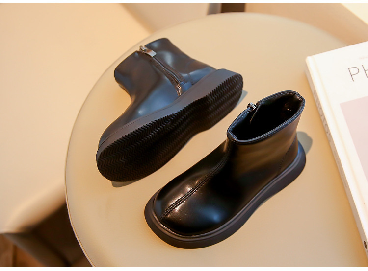 Martin 2024 Autumn/Winter New Collection Girls' and Children's Stylish Black Short Spring/Autumn Single Boots_voghion.com