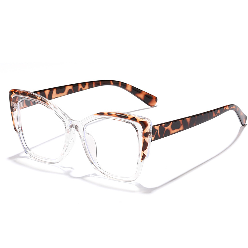 Gafas de estampado de leopardo retro marco ligero marco grande gafas de luz anti-azul liso nuevo marco de gafas lisas TR90