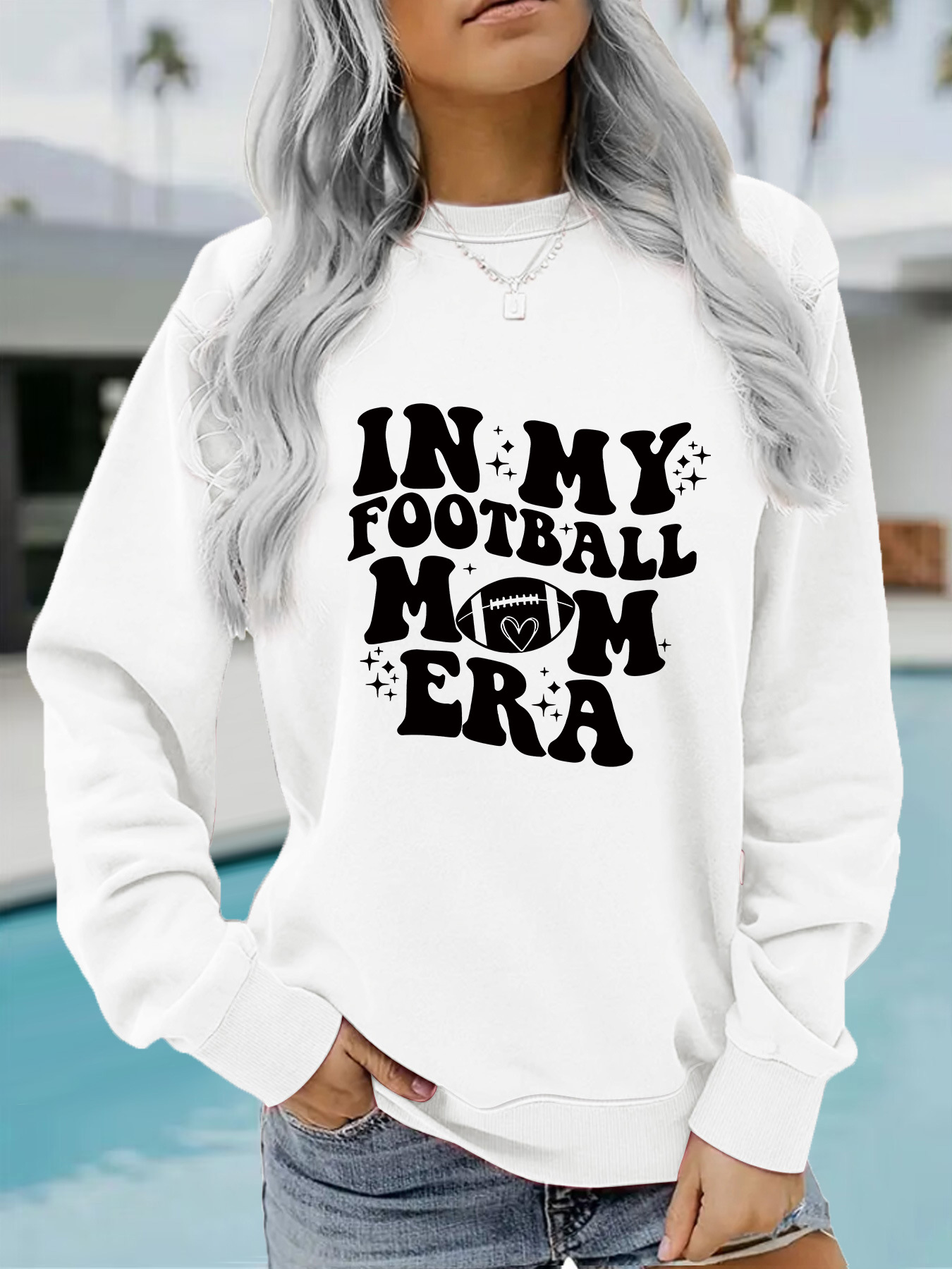 Autumn And Winter Women's Casual Long Sleeve Round Neck IN MY FOOTBALL Printed Pullover Sweatshirt_desvips.com