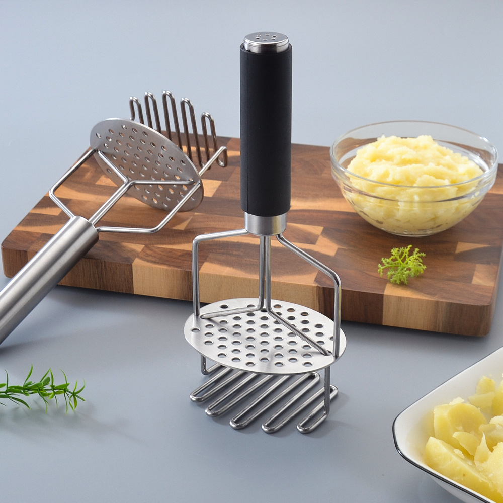 Double layer manual potato press stainless steel mashed potato puree press wave stainless steel masher kitchen tool