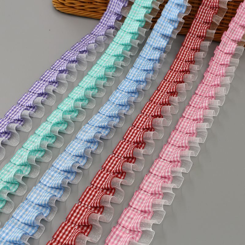 木耳格子带花边褶皱蕾丝边服装辅料衣袖帽蕾丝装饰裙摆边飞边厂家