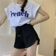 Women's Drawstring Shorts Simple Cute Student Foreign Trade Yoga High Waist Ins Out Running A- Character Sports Hot Pants
