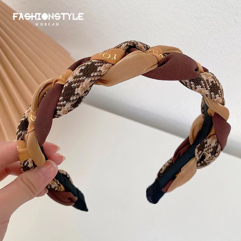 Cabeza de esponja superior de cráneo alto diadema de lavado de cara femenino diadema retro francés de ala ancha de leche color café paquete de cabello de horquilla al por mayor