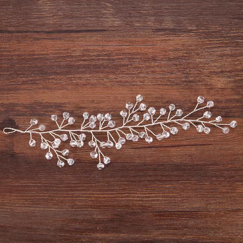 European and American Bride Handmade Crystal Hair Band Leaves Gold and Silver Bride Wedding Accessories Headband Bridal Accessories