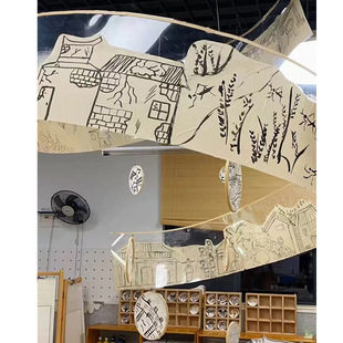 Kindergarten Art Area Ancient Style Calligraphy Ring Writing Paper National Style Xuan Paper Reading Area Large Class Language Area Layout