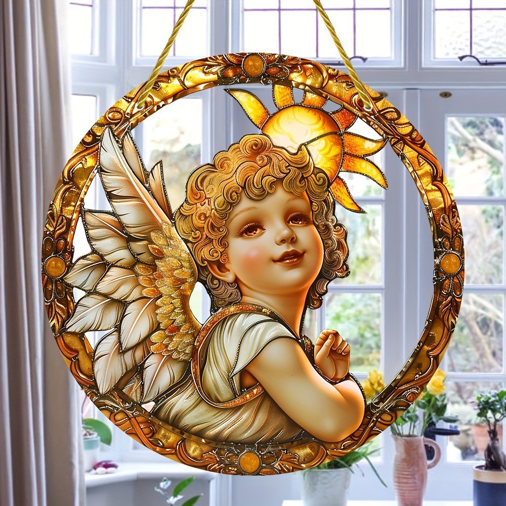Decoración creativa transfronteriza acrílica disco plano colgar princesa de cuento de hadas belleza figura de captura de sol ventana decoración porche