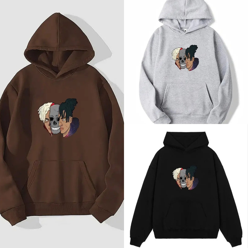 Skull Print Hoodie Cool Hoodies for Men Men's