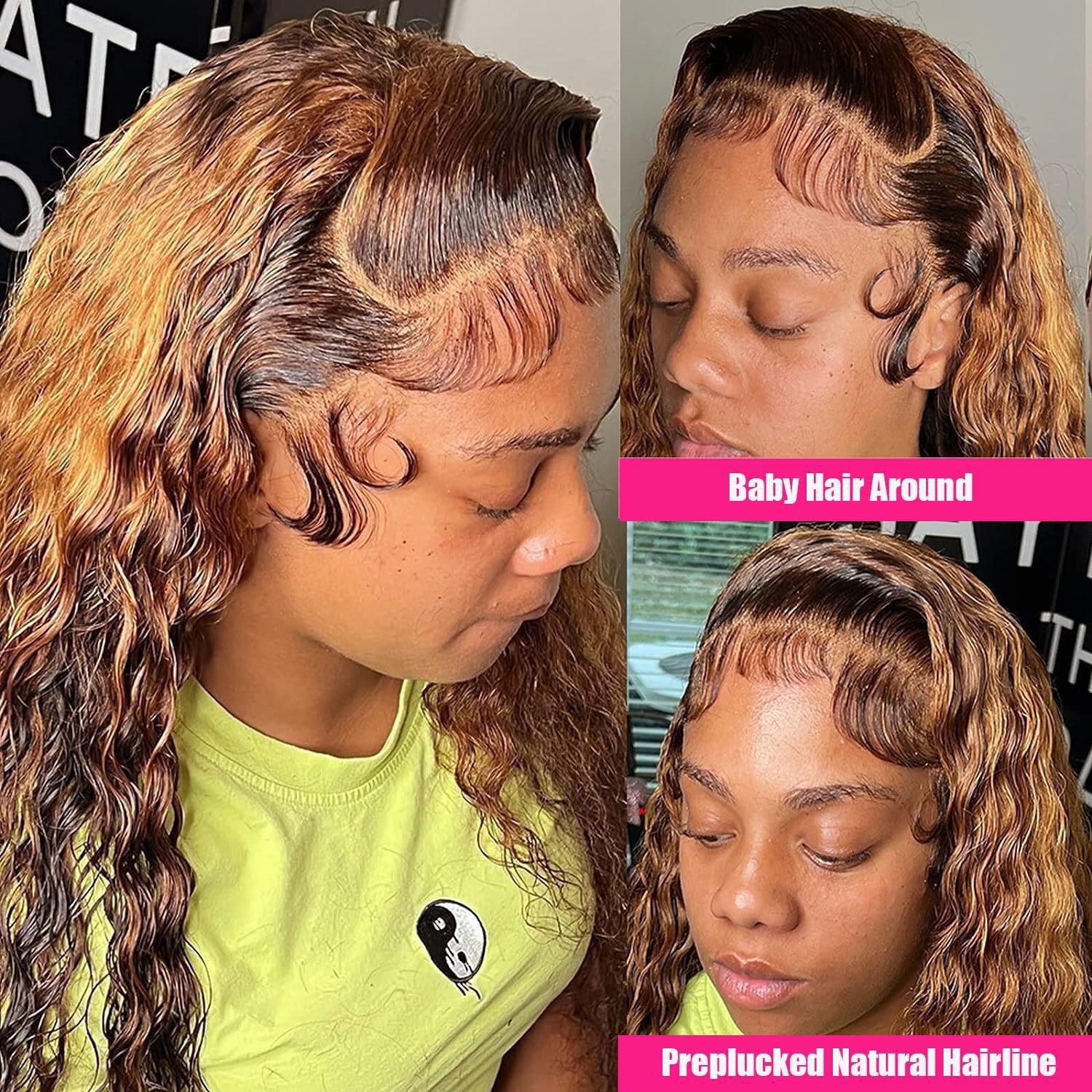 Amazon transfronterizo Europa y América pelucas damas africanas pequeñas pelucas de cabello rizado largo medio tejido de mano frente pelucas de encaje fibra química cubierta de cabeza