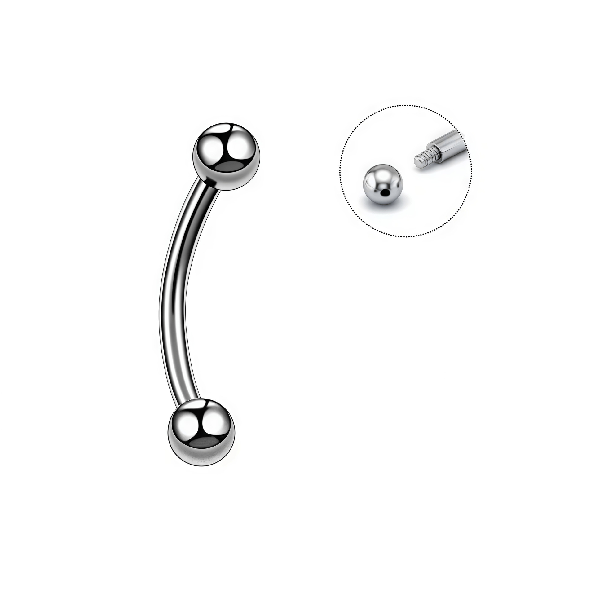 G23 Titanium Alloy External Thread Double-Ended Pointed Cone Curved Barbell Eyebrow Nose Tongue Breast Piercing Jewelry 1.6x16mm detail image 8
