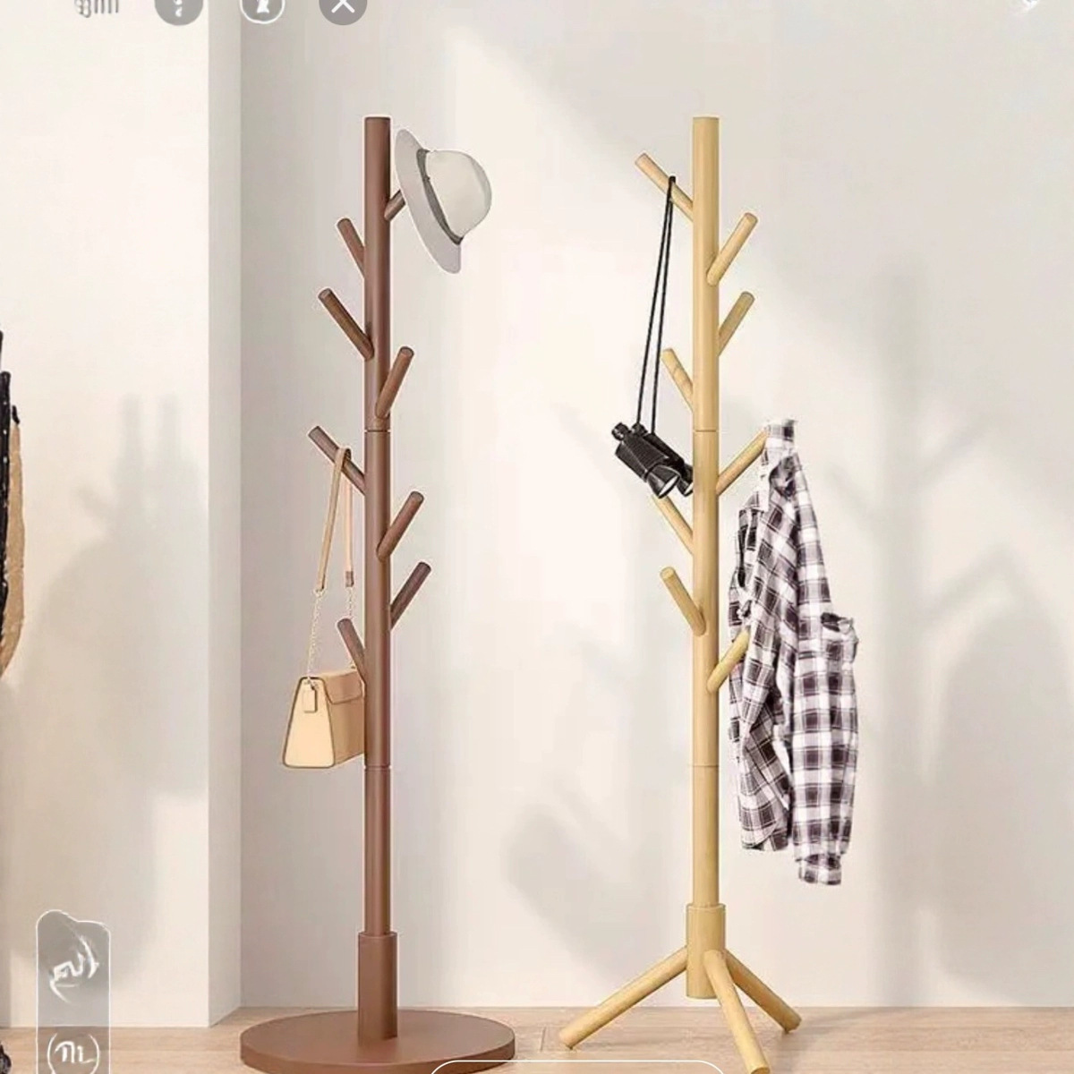 Perchero de madera maciza perchero de piso a techo para dormitorio estante para ropa simple moderno para sala de estar estante para colgar para el hogar simple vertical