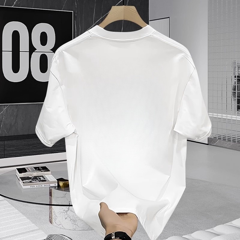 2025 新しい夏のメンズ半袖 Tシャツメンズトレンディなブランドメンズラウンドネックトップライト高級インプリント Tシャツ紳士服|undefined
