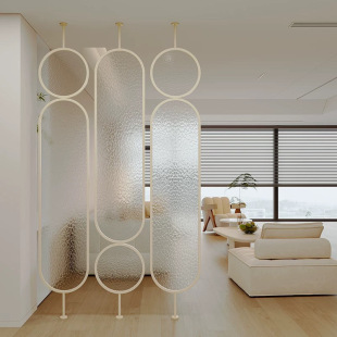 Nordic Light Luxury Rotatable Modern Glass Screen Partition Living Room Shopping Mall Entrance Decorative Wall High-End Iron Art