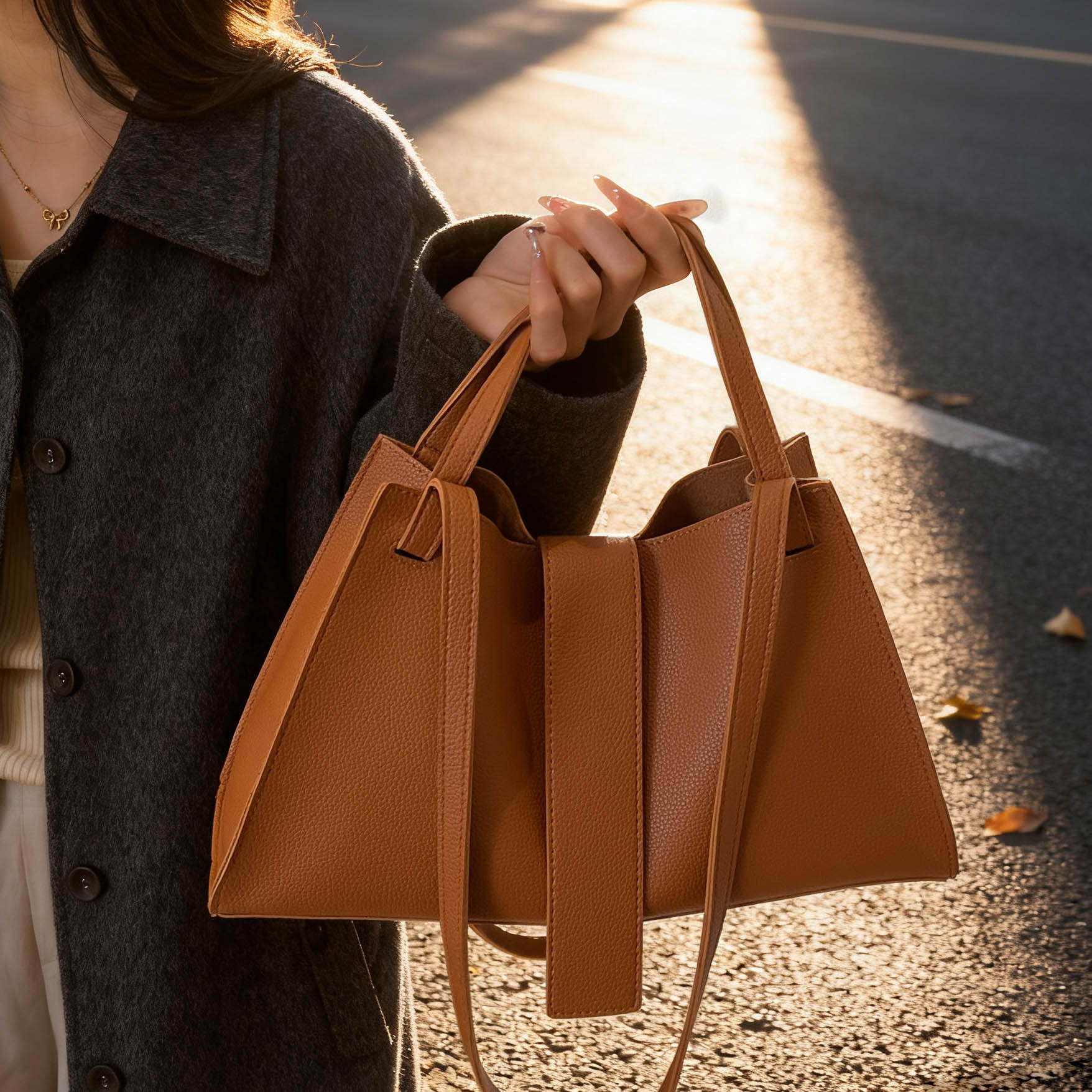 Bolso de mano retro bolso de mujer 2025 nuevo bolso de mano simple de gran capacidad, bolso de hombro de brazo de moda