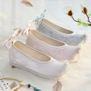 [Autumn Water] 2024 New Hanfu matching shoes ancient costume embroidered shoes imitation multi-layer soft bottom raised bow shoes
