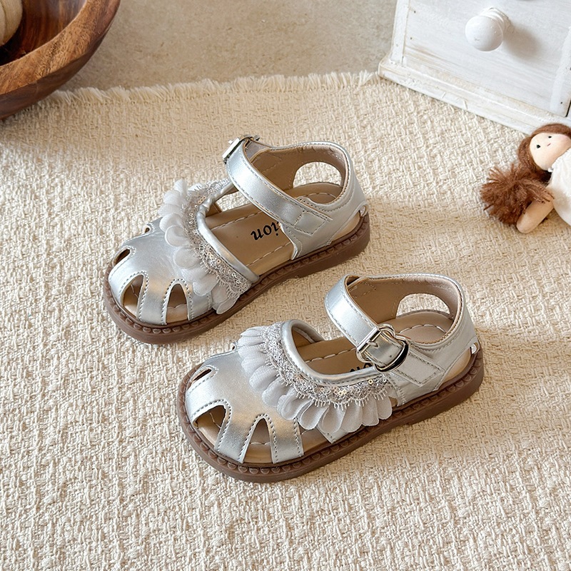 Sweet Princess Style Baby Girl's Lace Sandals Soft Sole Closed Toe Beach Sandals For Toddlers Summer New_voghion.com