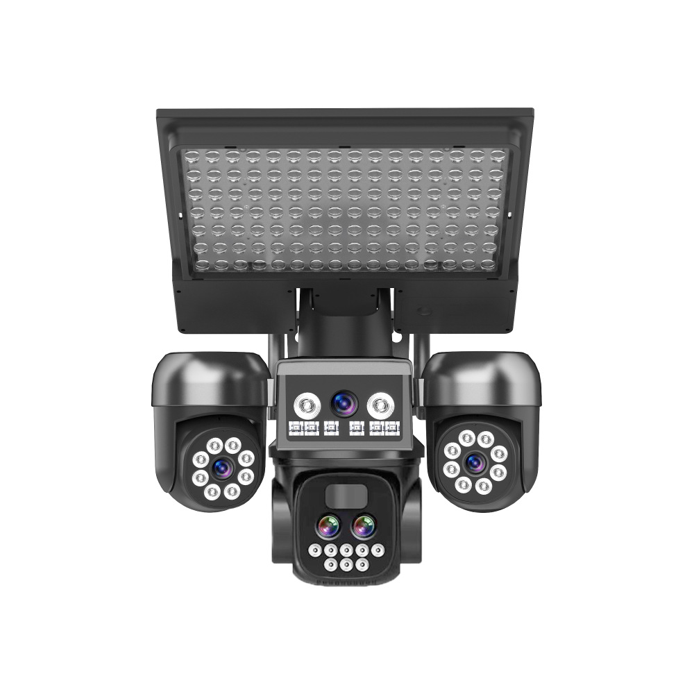 V380 Solar 10X Zoom Three Ptz Outdoor Aov Low Power Three Screen Surveillance Camera