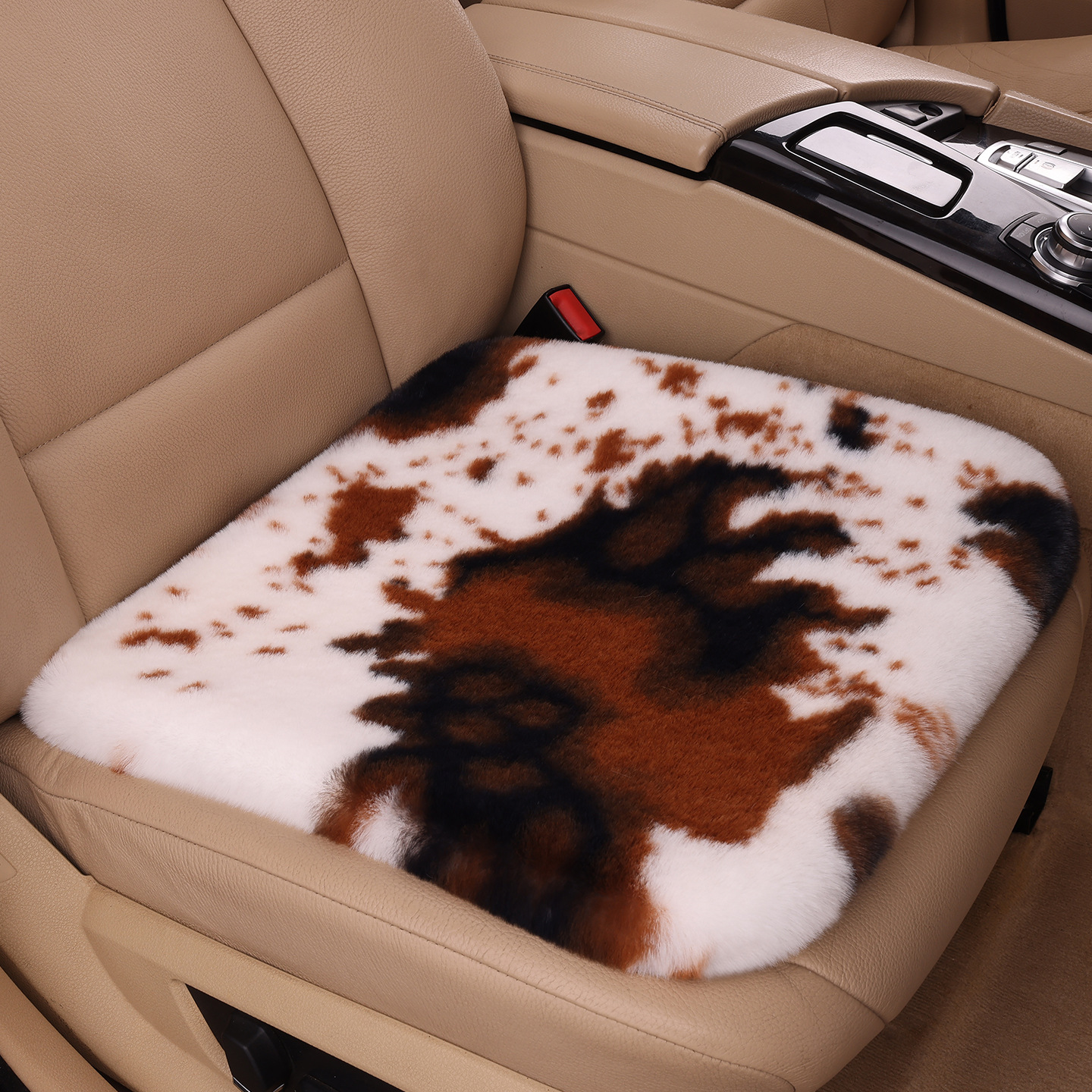 Cross-border winter thickened cow-pattern plush car seat cushions, universal fit for all car seats, providing warmth and comfort for the occupants
