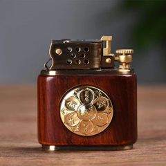 High-end creative gifts lighters copper products kerosene windproof purple sandalwood green sandalwood rosewood lighters wholesale
