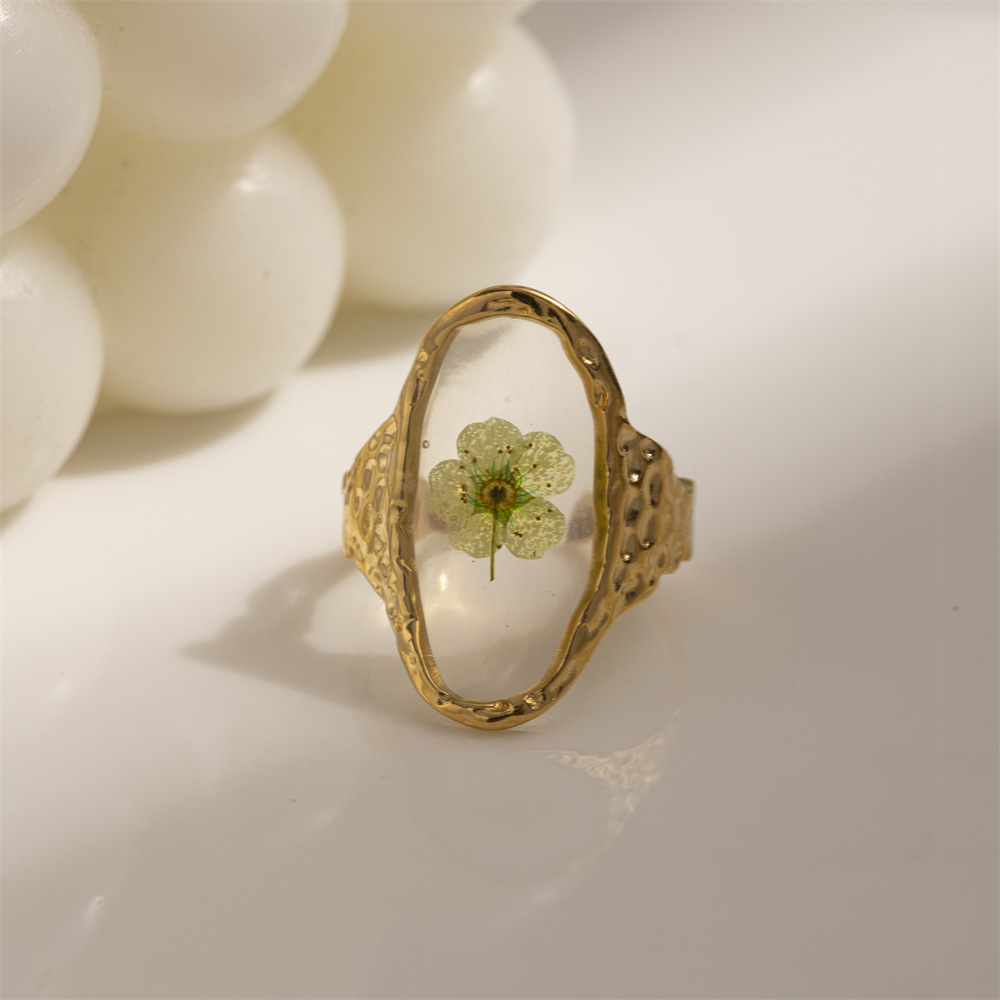 Anillo de acero inoxidable europeo y americano de Tena, acero de titanio, flores que no se desvanecen, anillos de flores, joyas, anillos abiertos transfronterizos apilados