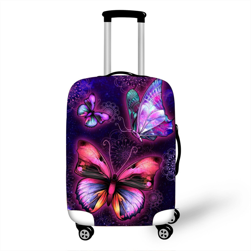 Butterfly transfronterizo impresión maleta cubierta de protección elástica barra de tracción cubierta de polvo poliéster cubierta de maleta de viaje