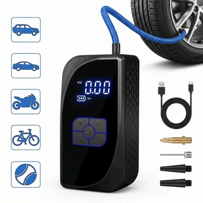 Hava nasosu: air pump with digital - 1009-series-dual-use-charging-and-plug-in-power-bank-05m-type-c-cable-3m-cigarette-lighter-power-cable