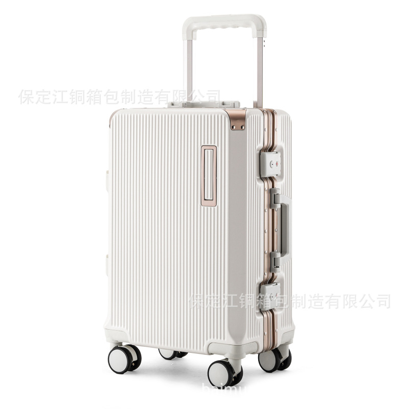 Thickened New Aluminum Frame Luggage Suitcase with Password Lock, Large Capacity for Women and Men, Student Carry-On Suitcase with Universal Wheels and Cup Holder