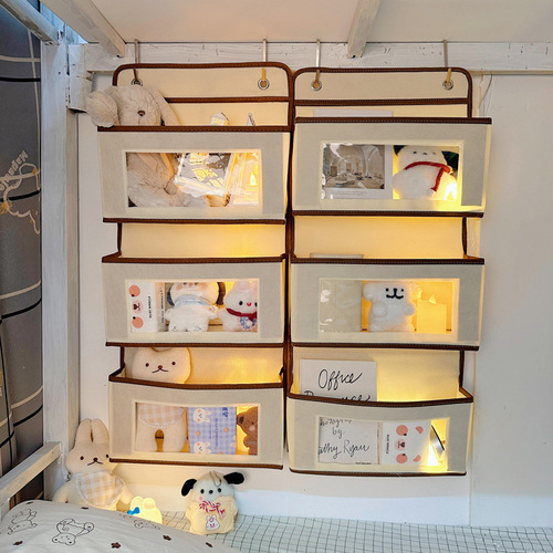Bedroom bed hook type hanging storage bag dormitory magic lower bed headboard without drilling bed side shelf