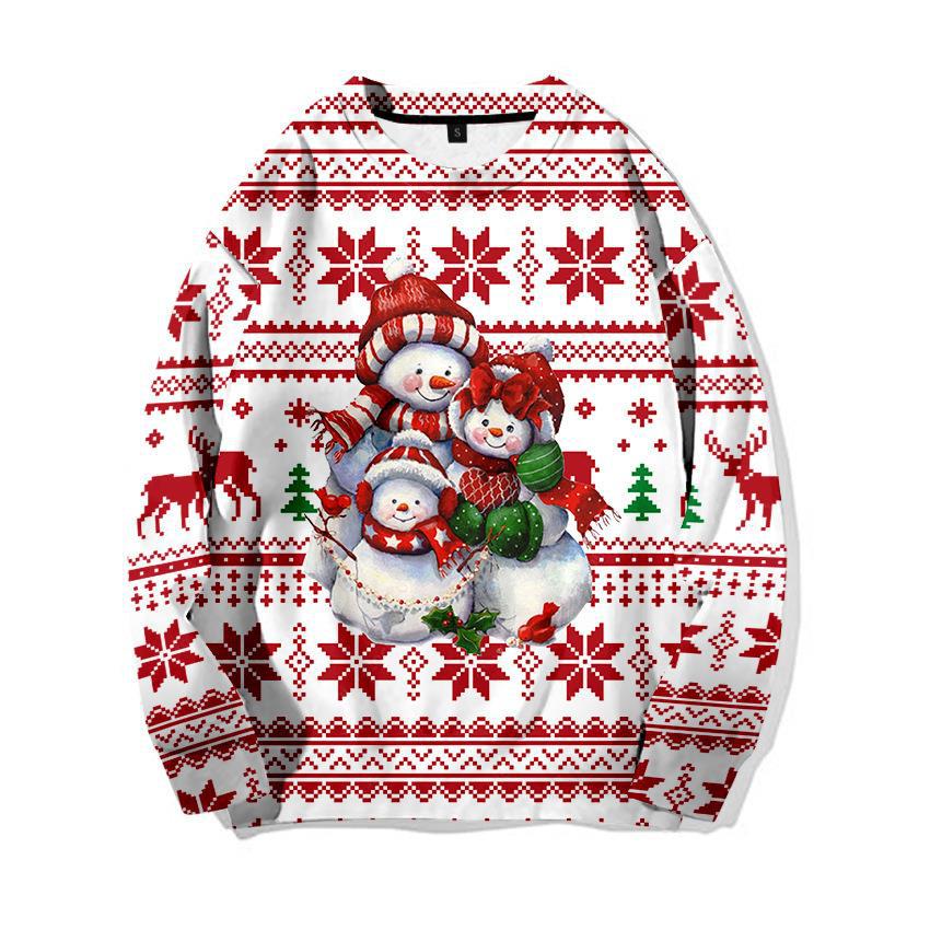 New 3d Printed Little Deer Sweater Loose Pullover Sweatshirt Christmas_voghion.com