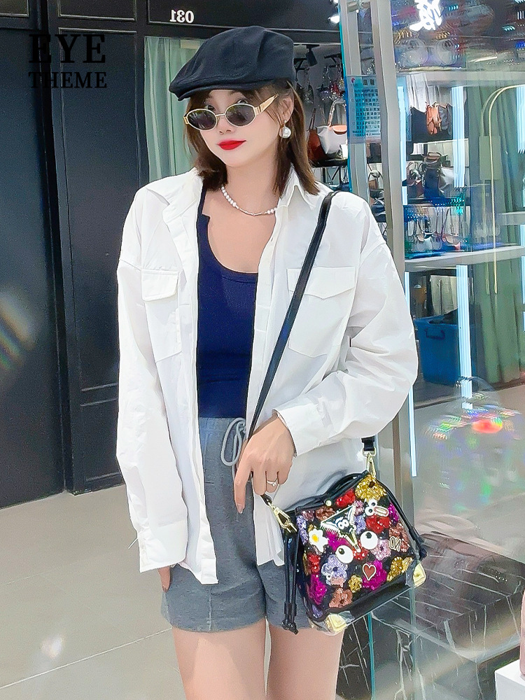 Bolsa de cubo de mujer cuerda de extracción mini bolso de material especial bolso de esquina bolso de insignia bolso de moda 2608 - 1