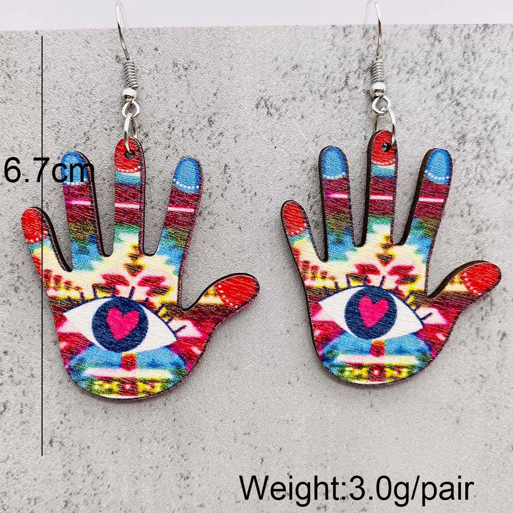 Wholesale Jewelry Casual Doll Constellation Heart Shape Wood Irregular Drop Earrings display picture 2