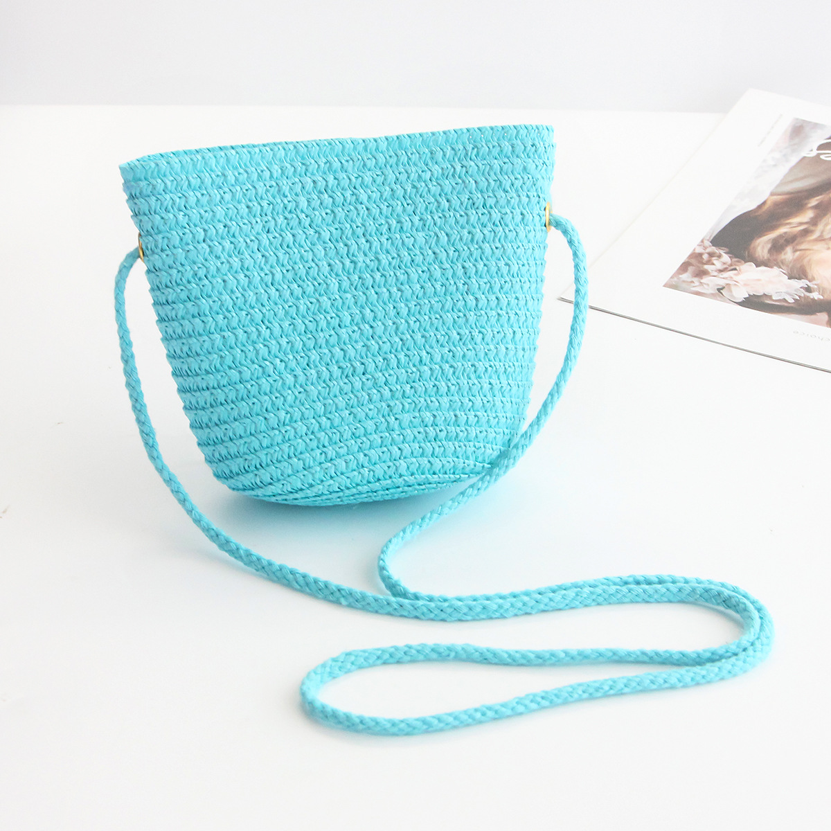 Bolso de hombro de los niños bolsa de paja de los niños pequeña cartera lindo todo partido bolsa de paja pequeña chica fresca accesorios bolsa