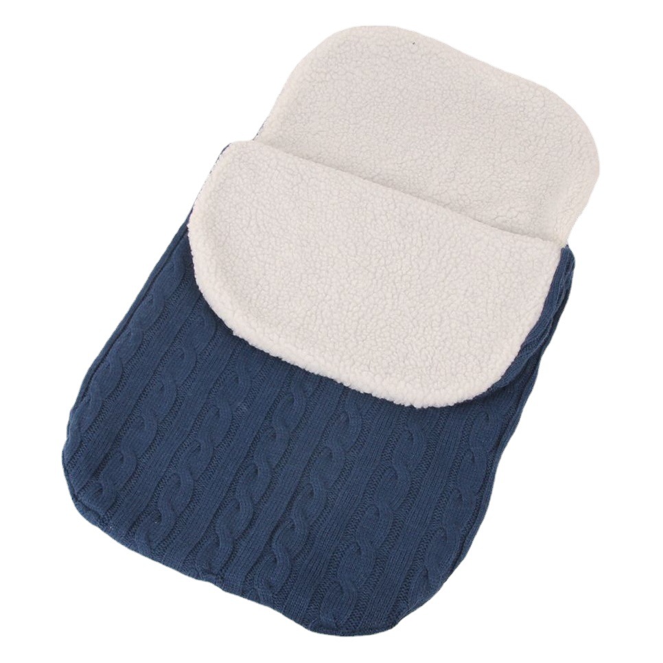 New Baby fleece-lined Sleeping Bag Stroller Wool Sleeping Bag Thickened Knitted Warm Sleeping Bag Stroller Stroller Sleeping Bag