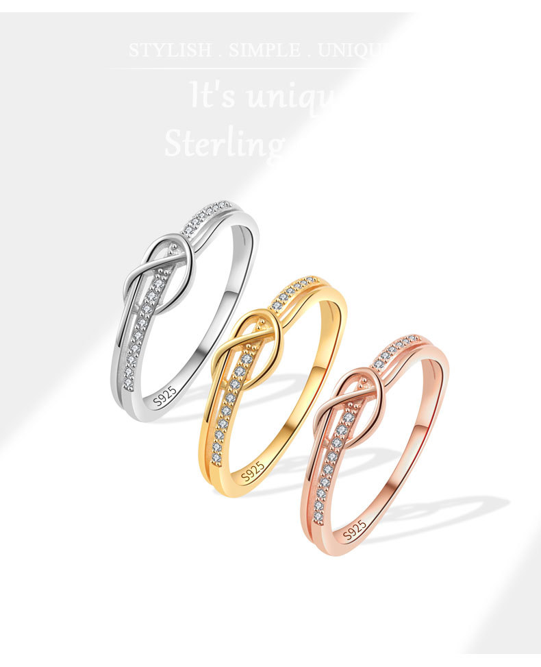 2g Weight 18K Gold Plated Plating Material 18K Gold Plated 925 Sterling Silver Zircon Knot Rings 925 Sterling Silver Rings