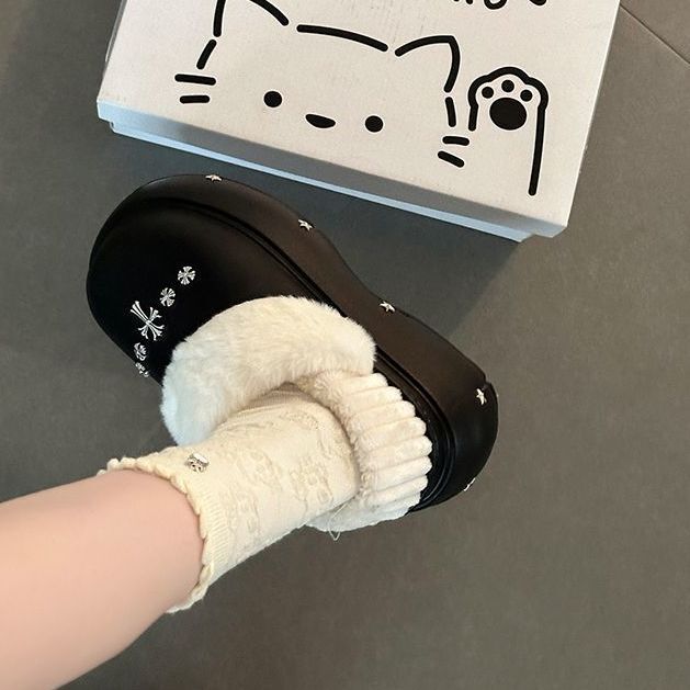 水钻高级感搭保暖软底个性户外雪地靴女2025冬新款韩版拼色雪地靴|undefined