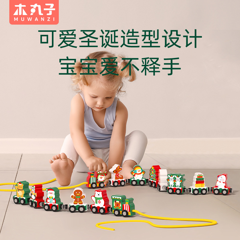 Bloques de construcción de juguetes educativos de madera magnética digital de Navidad para niños y niñas bebés de 1 a 3 años de edad ensamblados