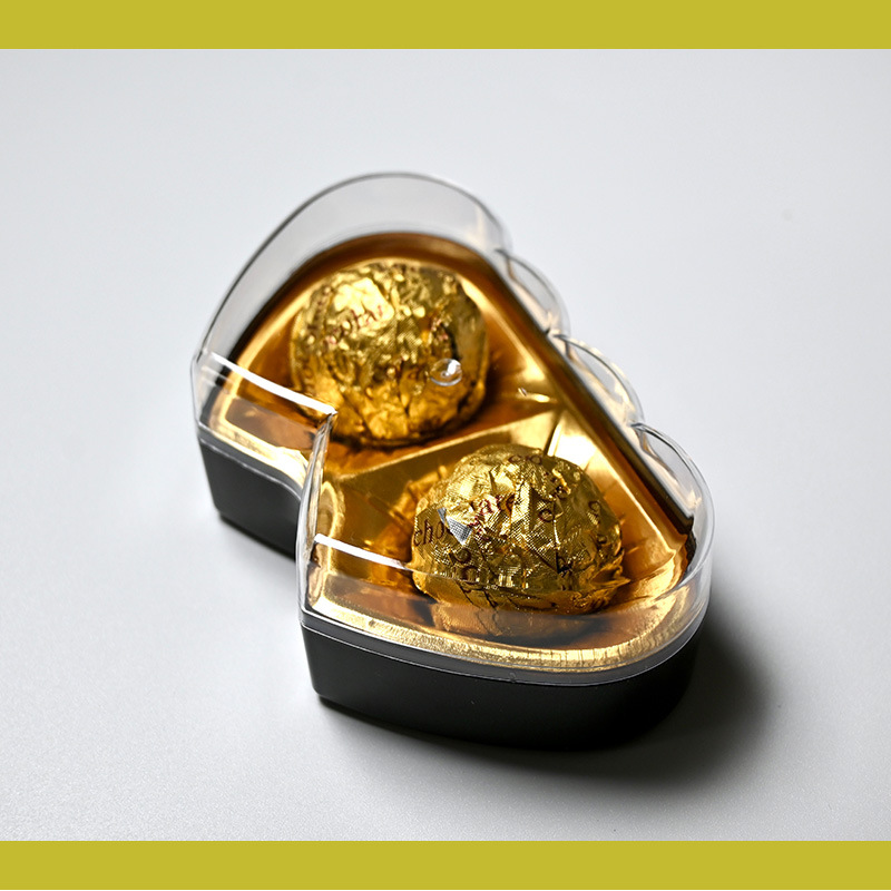 Caja de plástico con forma de corazón de 2 cápsulas, caja de regalo de boda, dulces de chocolate, caja de regalo de mano.