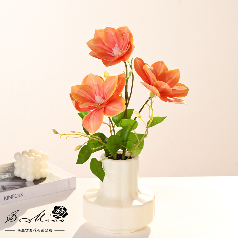 Clematis tricephalus en maceta imitación flor verde plantación de bonsai decoración de escritorio decoración de flores de sala de estar interior