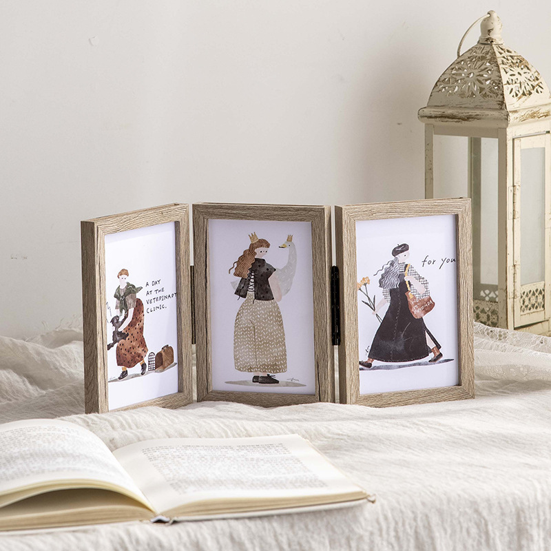 Creative folding double-sided rotating photo frame decoration Photo 5 6 7-inch couple commemorative gift diy album frame wholesale