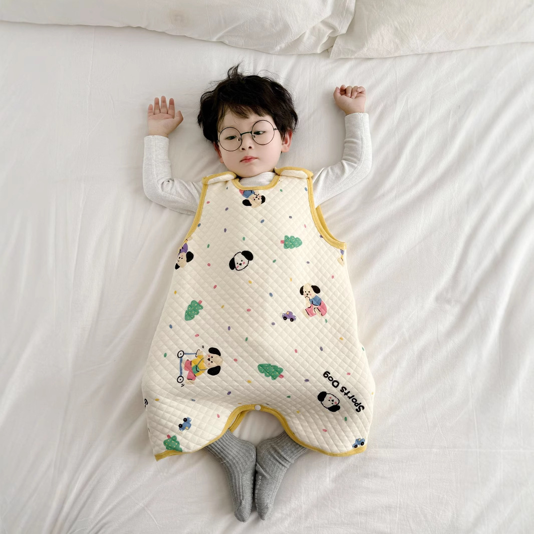 Autumn and Winter New Children's Cotton Sleeping Bag Baby Boys and Girls Thickened Jumpsuit Vest Climbing Clothing Cotton Kick-proof Quilt