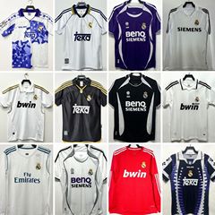 レトロサッカーユニフォームアウェイホームコレクション半袖長袖レアルマドリードドロップシッピングTシャツ