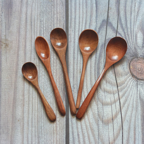Creative wooden spoon small spoon with LOGO engraved Japanese style children's wooden spoon coffee spoon