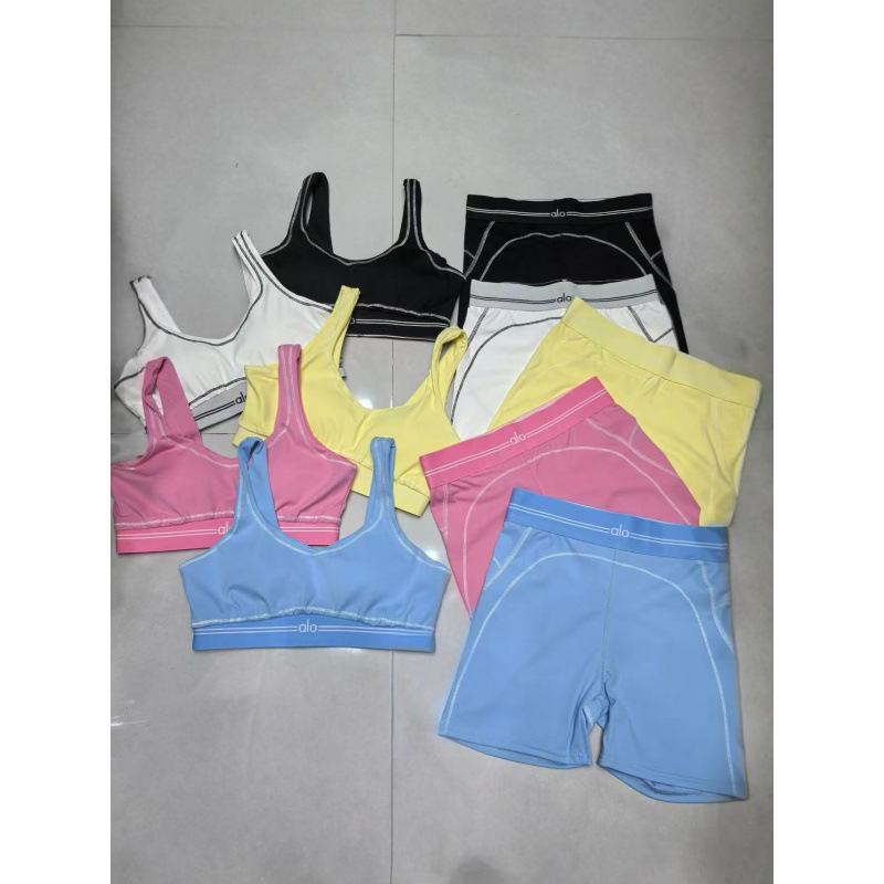 Cross-Border European and American Style Alo Yoga Outfit Set for Women, Pilates Sports Fitness 5-Point Pants in Stock Cross-Border European and American Style Alo Yoga Outfit Set for Women, Pilates Sports Fitness 5-Point Pants in Stock