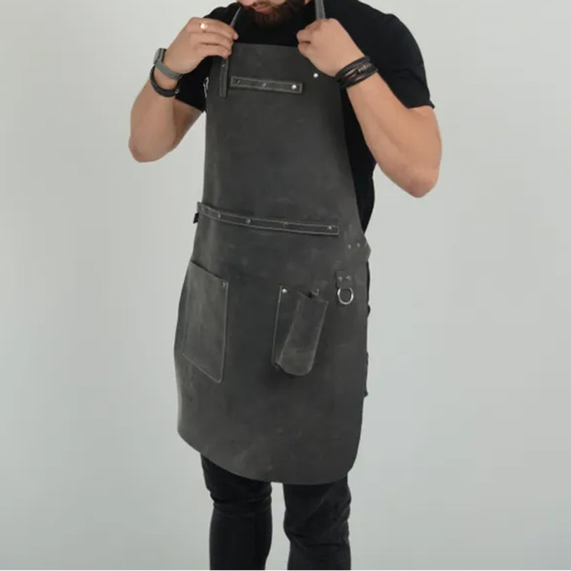 Amazon transfronterizo nuevo delantal impermeable PU cuero barbacoa al aire libre delantal ropa de trabajo fabricantes al por mayor