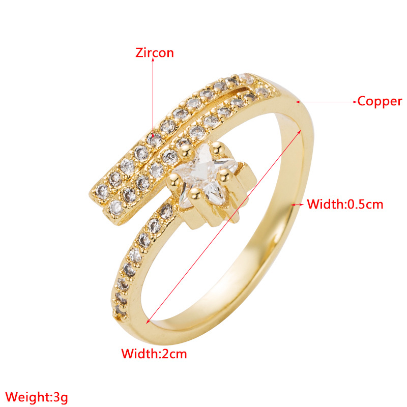 Mode Kupfer Reales Gold Überzogen Micro Intarsien Grün Zirkon Ring Großhandel display picture 1