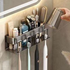 Hole-free toothbrush cup, bathroom shelf, mouthwash cup, tooth cup, wall-mounted electric toothbrush storage rack