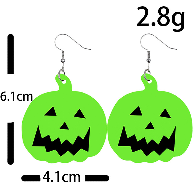 Halloween Skull Pumpkin Witch Funny Leather Luminous Earrings Wholesale Nihaojewelry display picture 10