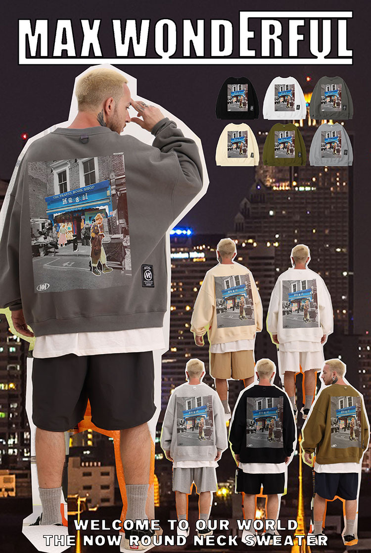 Men's Clothing round neck pullover sweater heavyweight high street original designer brand Japanese couple style _voghion.com